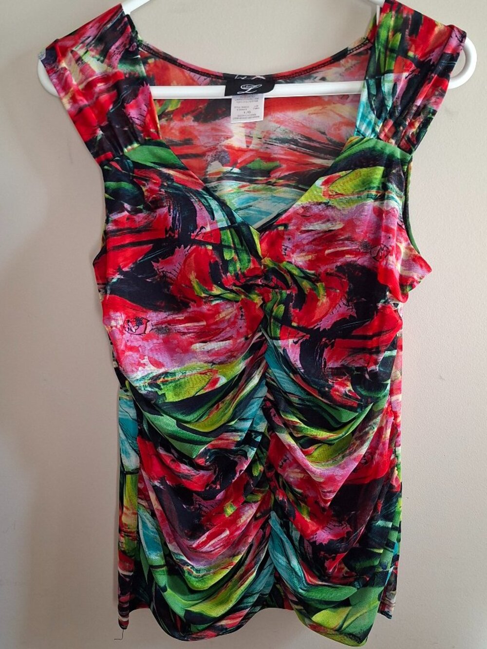 Libro Rouched Multi Red Black Green Top S Large